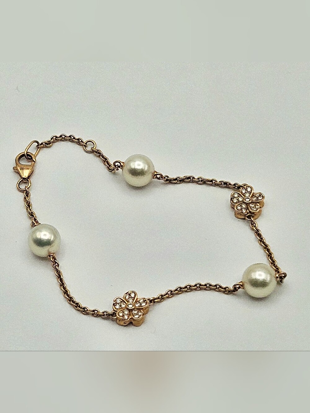 MIKIMOTO Cherry Blossom Akoya Cultured Pearl Diamond Bracelet 18K Pink Rose Gold